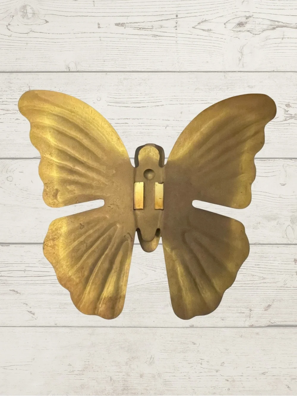 Vintage Brass Butterfly Wall Hanging Art Set of 3 Flame Treated 70s MCM Decor